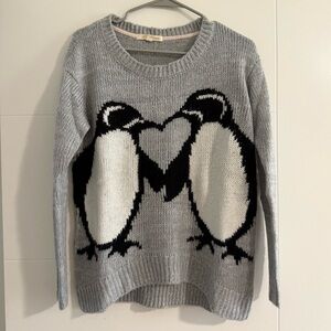 NEW! Gray Sweater with Penguins